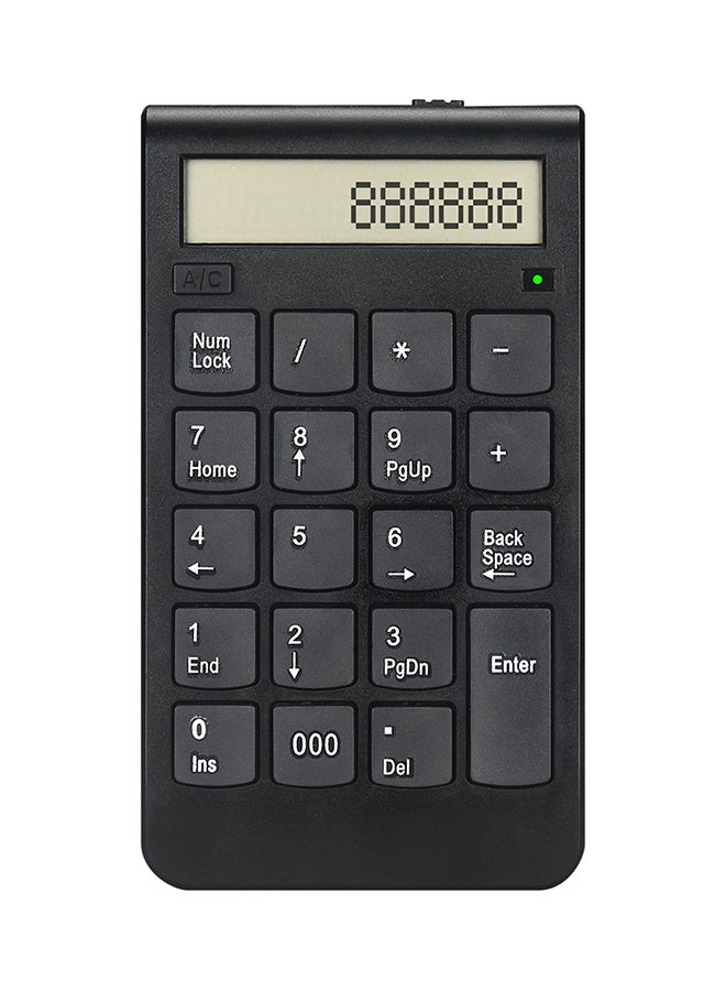 Digital Display Rechargeable Wireless Keypad Black