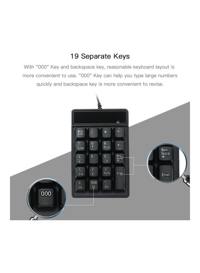 USB Wired Numeric Keypad Black