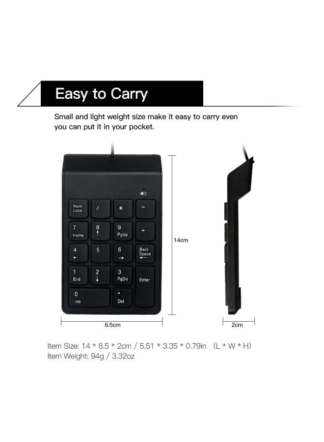 USB Wired Numeric Keypad Black