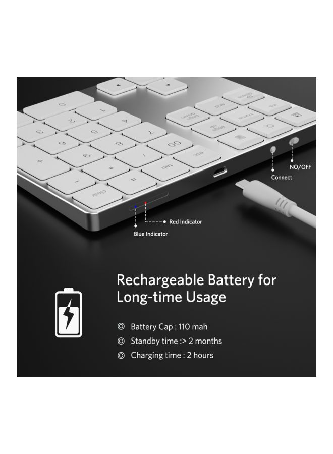 Wireless Numeric Keyboard Silver/White