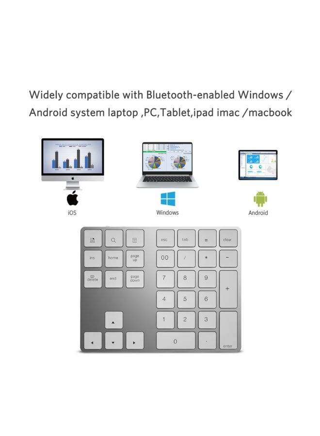 Wireless Numeric Keyboard Silver/White