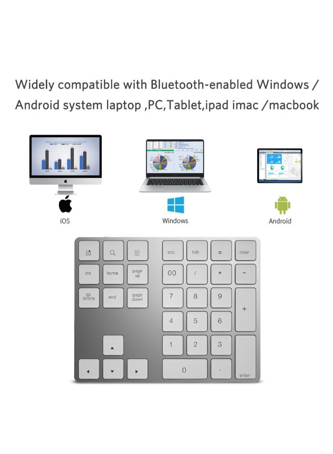 High Grade Wireless Numeric Keyboard Silver