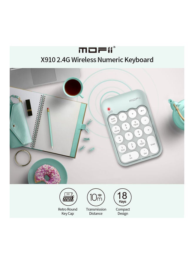 Mofii X910 2.4g Wireless Numeric Keyboard Portable 18 Keys Financial Accounting Office Green(Mix colour) Black