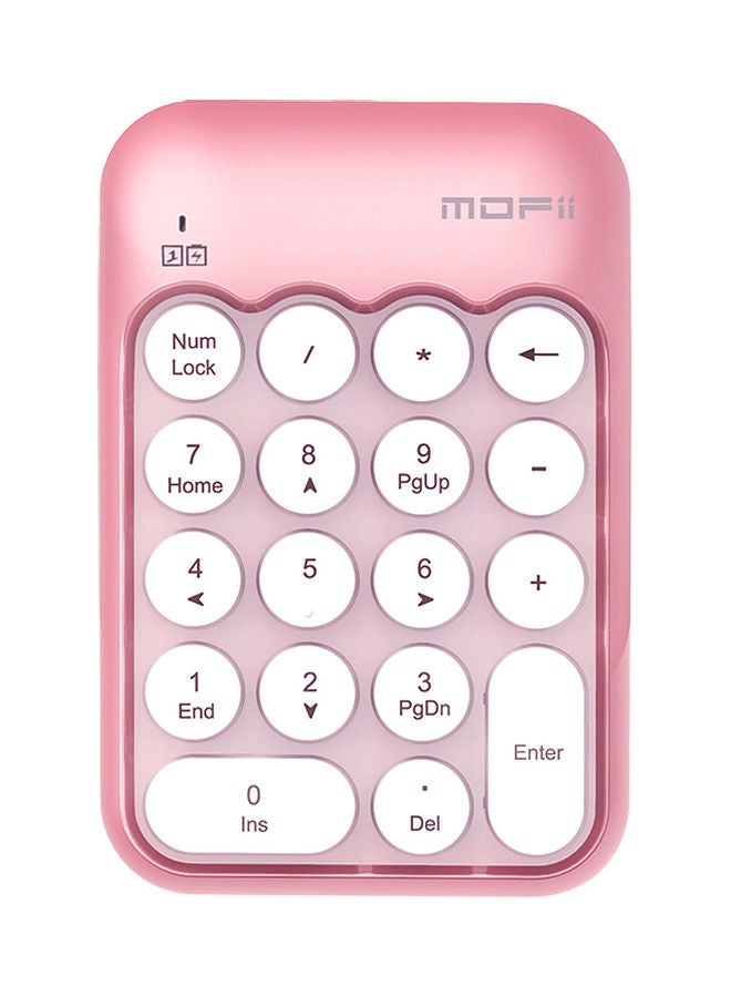 Mofii X910 2.4g Wireless Numeric Keyboard Portable 18 Keys Financial Accounting Office White & Pink