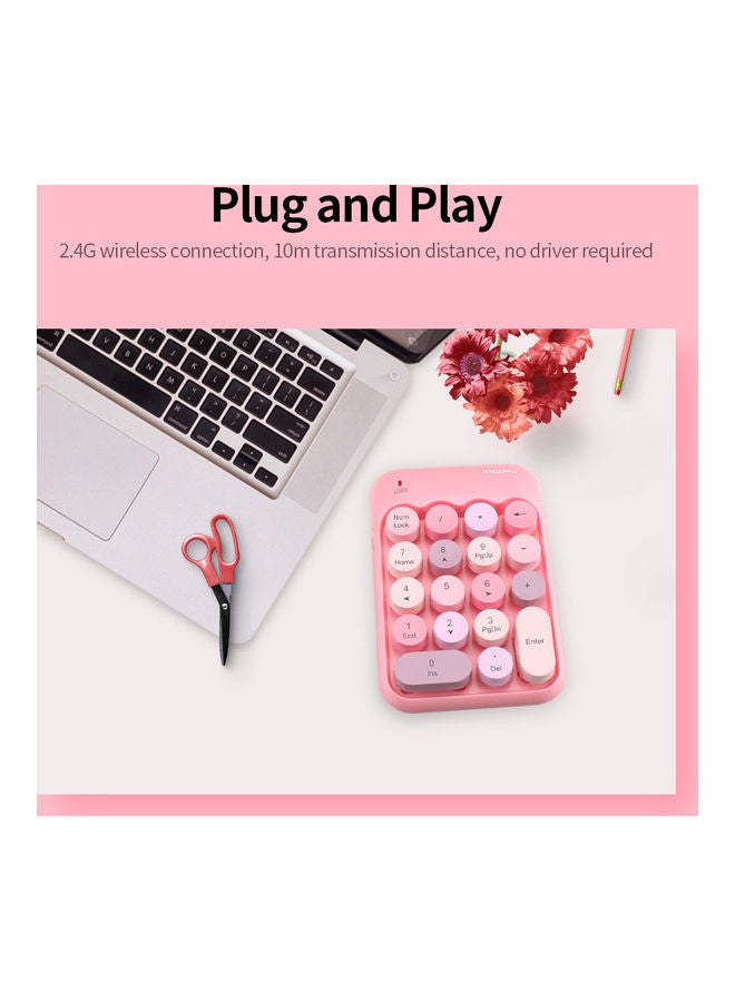 Mofii X910 2.4g Wireless Numeric Keyboard Portable 18 Keys Financial Accounting Office White & Pink