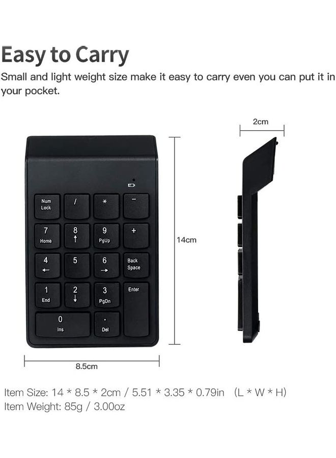 18 Keys 2.4G Wireless Mini Numeric Keypad Black