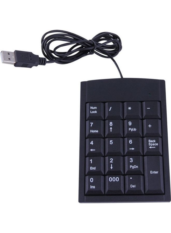 19 Keys Mini USB Wired Numeric Keypad Black