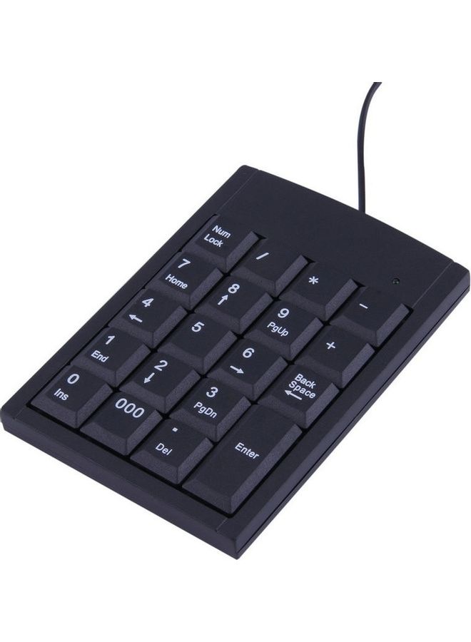 19 Keys Mini USB Wired Numeric Keypad Black