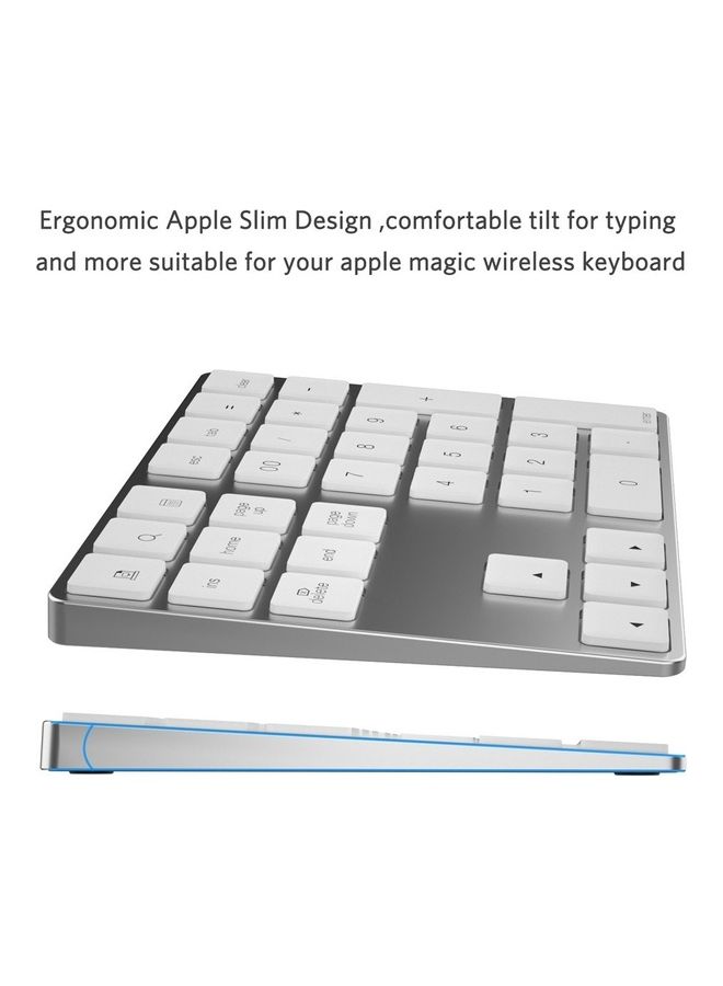 Aluminium  Wireless Numeric Keyboard Silver