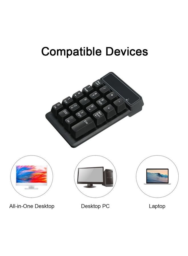 19 Keys 2.4G Wireless Low Noise Mini Numeric Keypad Black