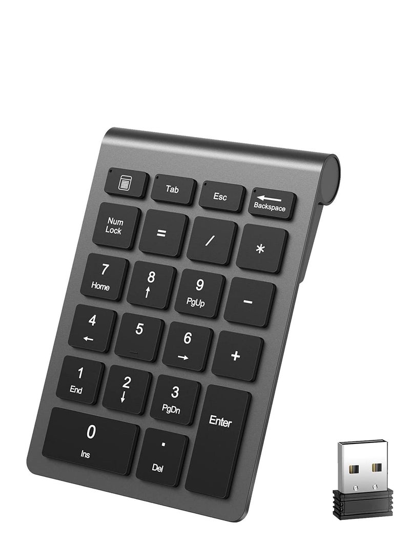 22 Keys Bluetooth Wireless Number Pad Rechargeable 10Key 2.4GHz Numeric Keypad Efficiently Data Entry with Arrow for Laptop Desktop MacBook Pro Air iMac iPhone iPad