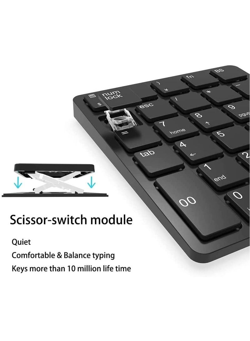 26 Keys Bluetooth Wireless Number Pad Rechargeable 10Key 2.4GHz Numeric Keypad Efficiently Data Entry Number Keypad with BackSpace Keys for Laptop Desktop MacBook Pro Air iMac iPhone iPad