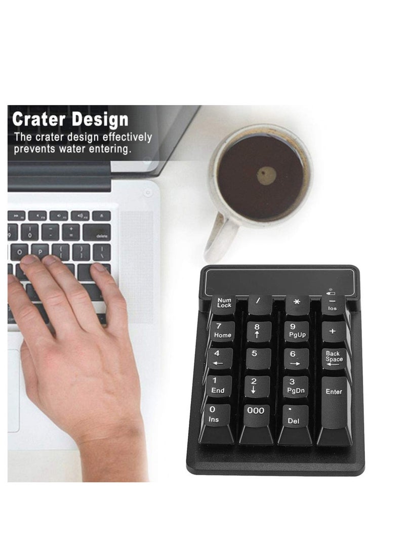 Bluetooth Numeric Keypad, Wireless 19-Keys Number pad, Portable Mini Accounting Multi-Function Number Keypad, with 10m Transmission Distance and 10 Million Clicks, for Laptop, Notebook Tablet