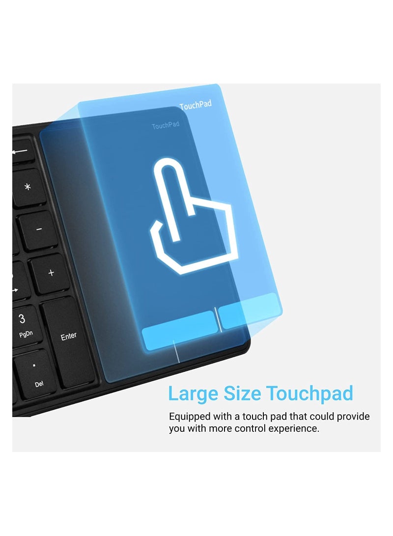 24G Wireless Numeric Keypad with Touchpad 22 Keys Portable Bluetooth Number Pad Financial Accounting USB C Rechargeable Number KeyboardBlack