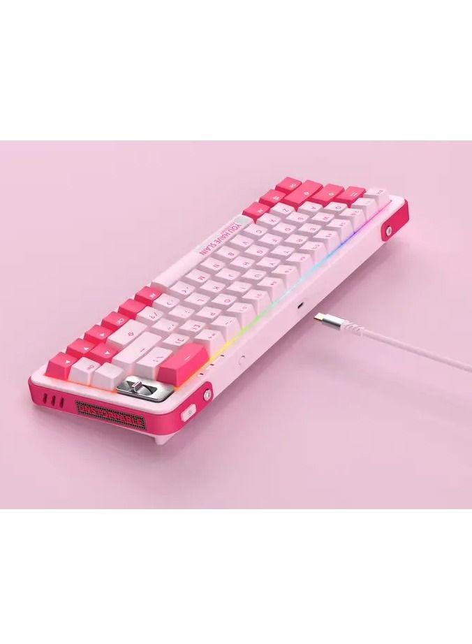 Royalex Y68 65% Hot Swappable Wireless Mechanical Keyboard with RGB Backlight Double Shot PBT Keycaps for Gamers/Mac/Win