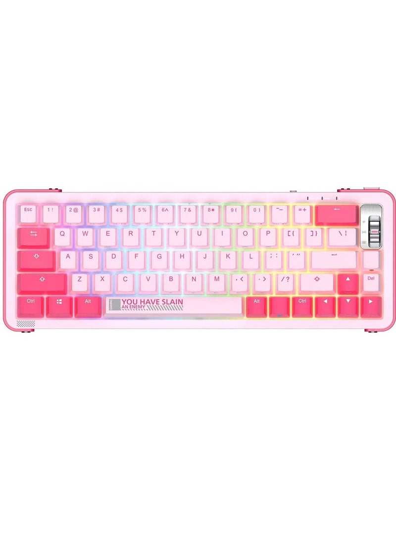 Royalex Y68 65% Hot Swappable Wireless Mechanical Keyboard with RGB Backlight Double Shot PBT Keycaps for Gamers/Mac/Win