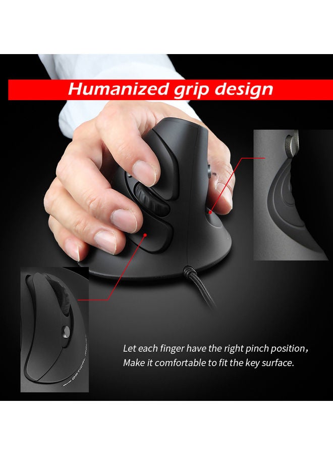 Wired Optical Vertical Mouse Black