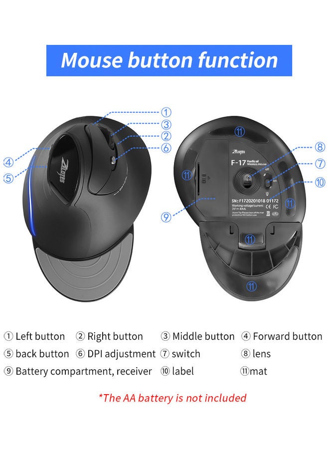 Wireless Vertical Mouse Black