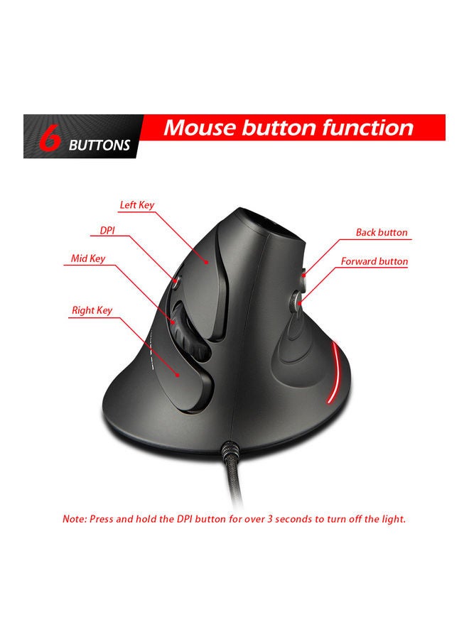 Wired Vertical Mouse Black