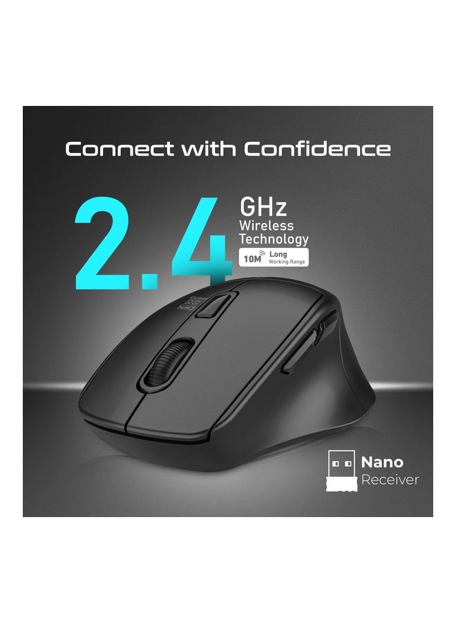 Promate Wireless Silent Mouse, 2.4G Portable Noiseless Cord-Free, 10 Meter Working Range and Nano USB Receiver Black