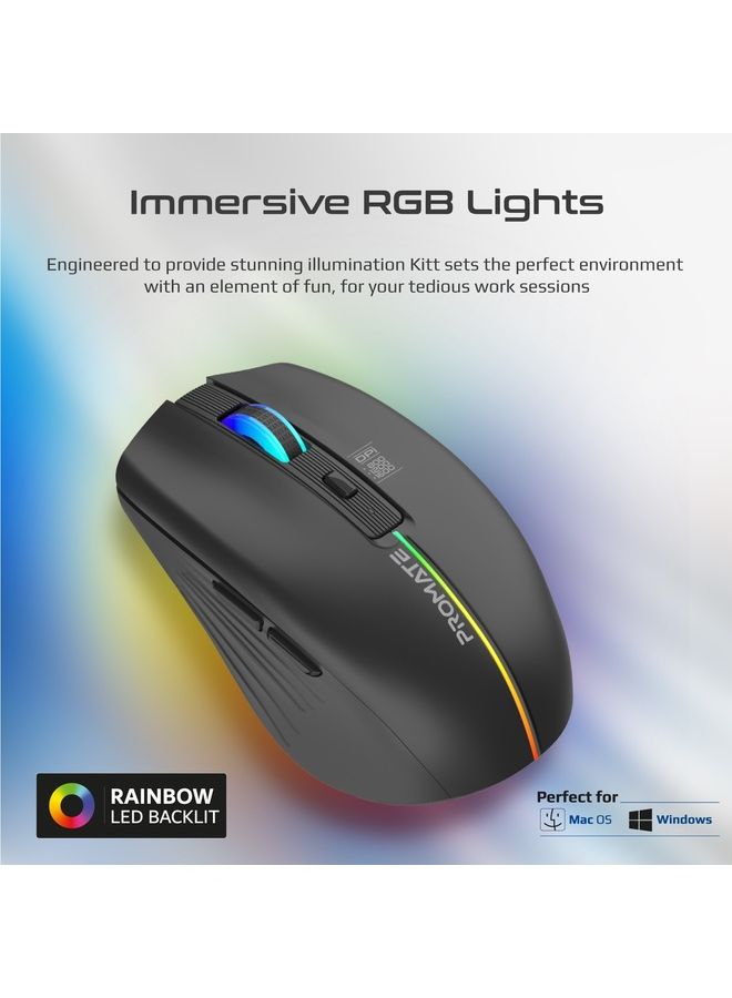 Wireless Mouse With 7 RGB Modes And 3 Adjustable DPI Level Black