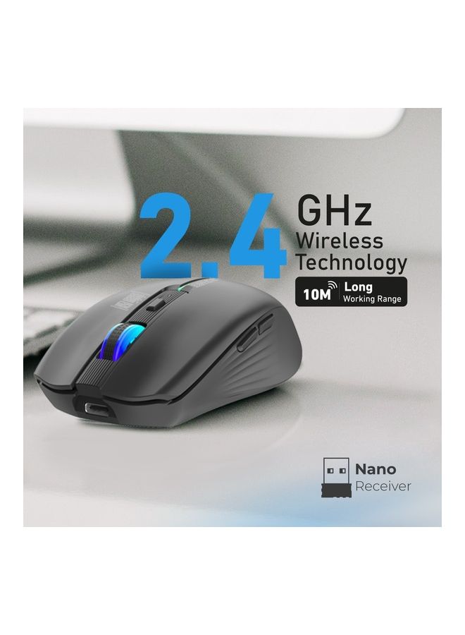 Wireless Mouse With 7 RGB Modes And 3 Adjustable DPI Level Black