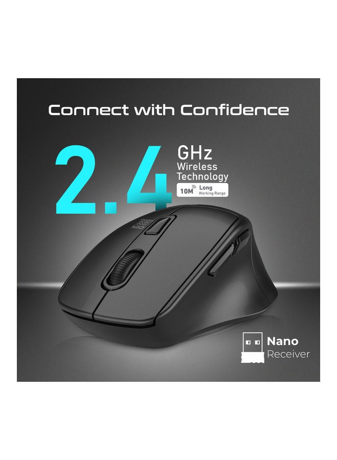 Wireless Mouse, Ergonomic Silent Click Optical 2.4Ghz Cordless Mice With Adjustable 2200Dpi, 6 Programmable Buttons, Usb Nano Receiver And 10M Working Distance For Macbook Air, Dell Xps 13, Samit Black