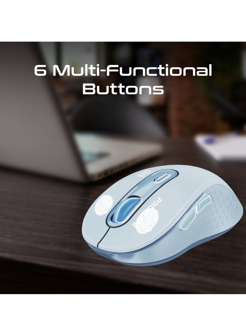 Wireless Mouse, Ergonomic Ambidextrous Wireless Mice With Dual Mode Connectivity, Bluetooth v5.3, 2.4Ghz Transmission, Adjustable 1600DPI, 150H Working Time For MacBook Air, Dell XPS 13, Asus, Ken Blue