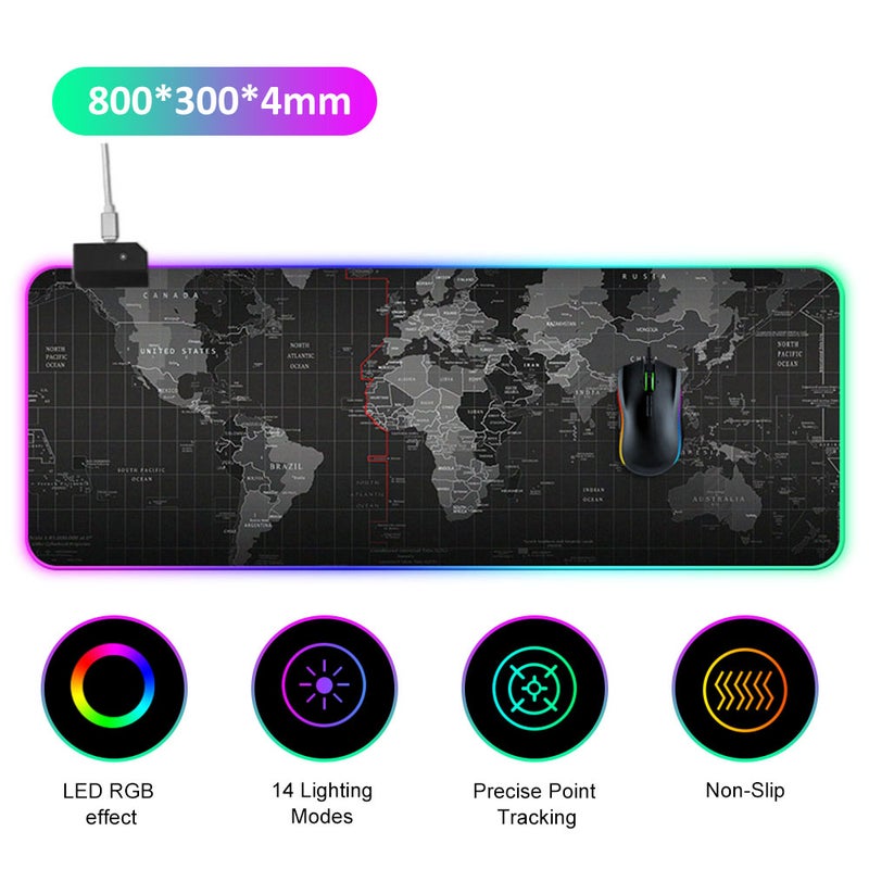 LEDs RGB 14 Lighting Modes Soft Extended Non Slip Gaming Mousepad