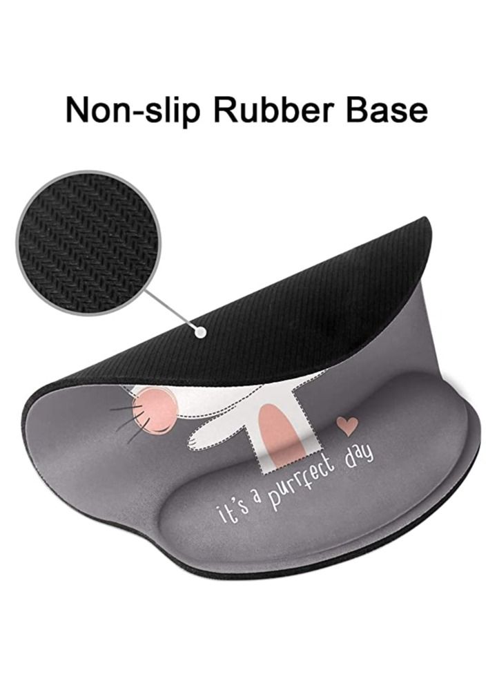 Ergonomic Mouse Pad with Wrist Support, Non-Slip Rubber Base Mousepad, for Home Office Gaming Working Computers Laptop, Easy Typing, Pain Relief, Memory Foam Rebound (Cute Cat)