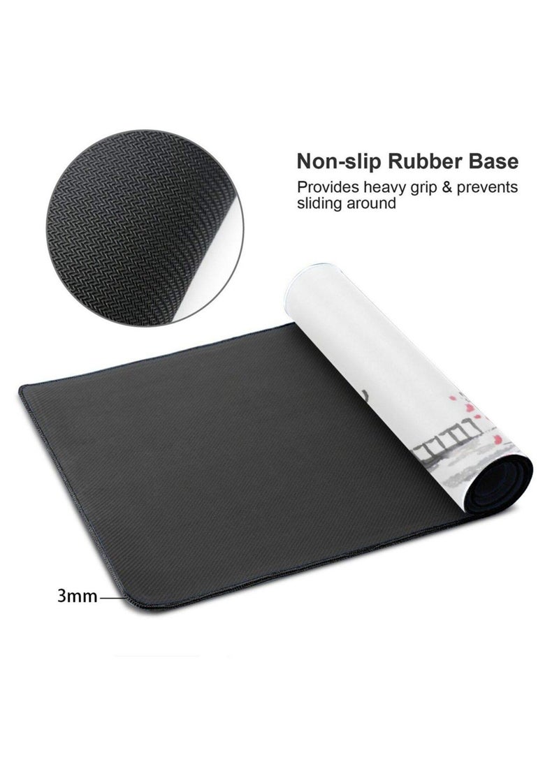 Art Gaming Mouse Pad, Gaming Mouse Pad Cherry Blossom, Stitched Edges Mousepad, Extended Large Mouse Mat Desk Pad, Long Non-Slip Rubber Base Mice Pad (31.5 x 11.8 inches)