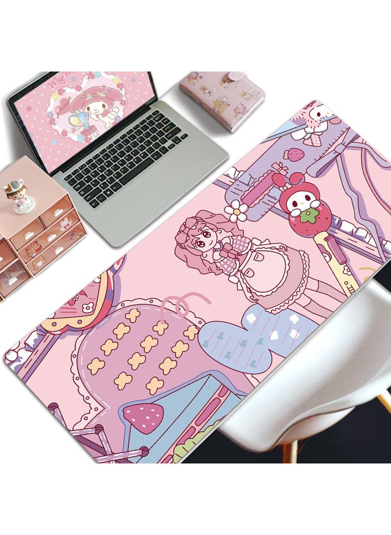 My Melody Girls Gift Gaming Mouse Pad Extended Large Mat Desk Pad Stitched Edges Mousepad Long Mouse Pad And Non-Slip Rubber Base Mice Pad 800X300X4mm