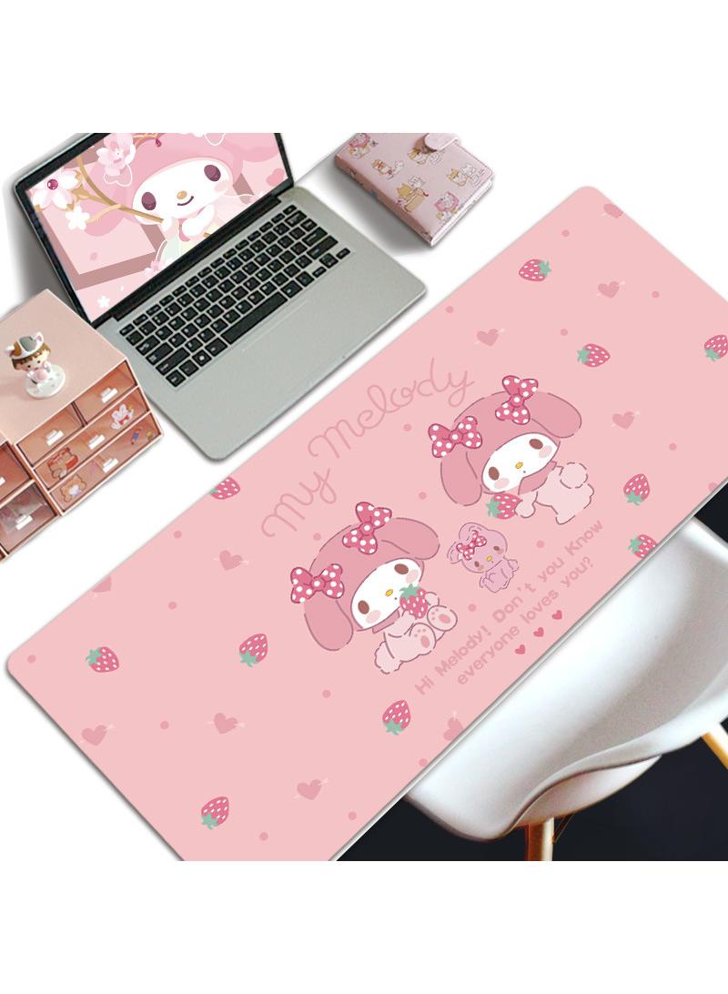 My Melody Girls Gift Gaming Mouse Pad Extended Large Mat Desk Pad Stitched Edges Mousepad Long Mouse Pad And Non-Slip Rubber Base Mice Pad 800X300X4mm