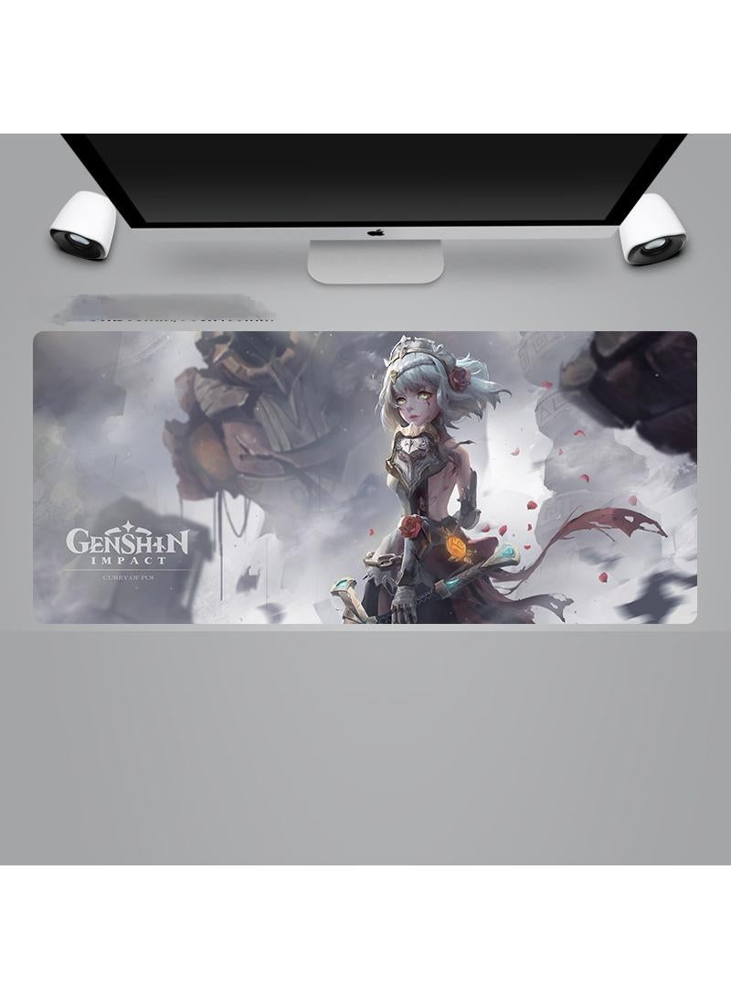 Genshin Anime Gaming Mouse Pad Extended Large Mat Desk Pad Stitched Edges Mousepad Long Mouse Pad And Non-Slip Rubber Base Mice Pad 900X400X4mm