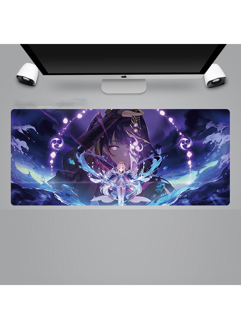 Genshin Anime Gaming Mouse Pad Extended Large Mat Desk Pad Stitched Edges Mousepad Long Mouse Pad And Non-Slip Rubber Base Mice Pad 900X400X4mm