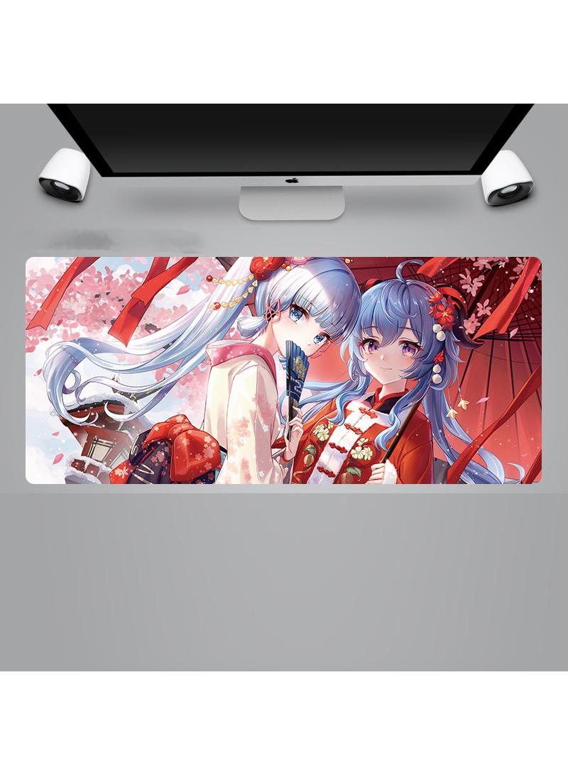 Genshin Anime Gaming Mouse Pad Extended Large Mat Desk Pad Stitched Edges Mousepad Long Mouse Pad And Non-Slip Rubber Base Mice Pad 900X400X4mm