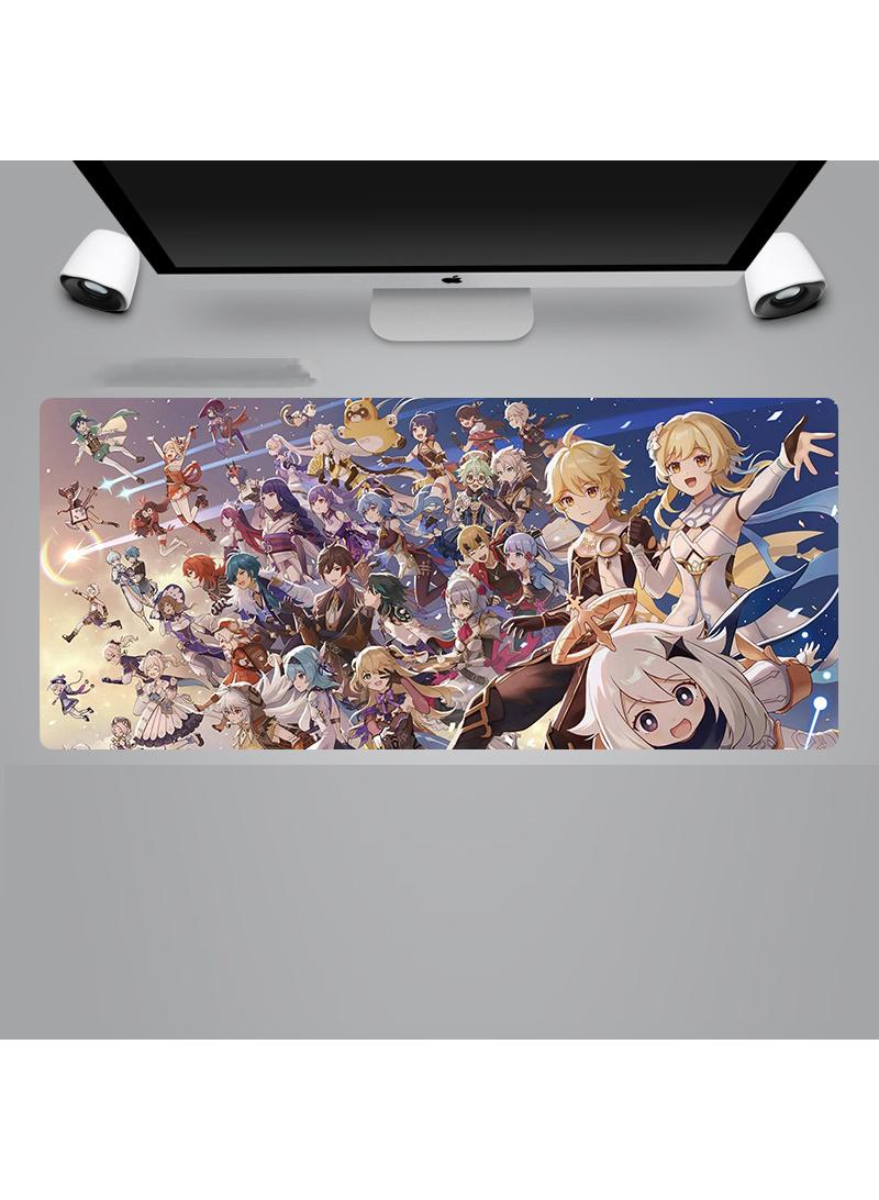 Genshin Anime Gaming Mouse Pad Extended Large Mat Desk Pad Stitched Edges Mousepad Long Mouse Pad And Non-Slip Rubber Base Mice Pad 900X400X4mm