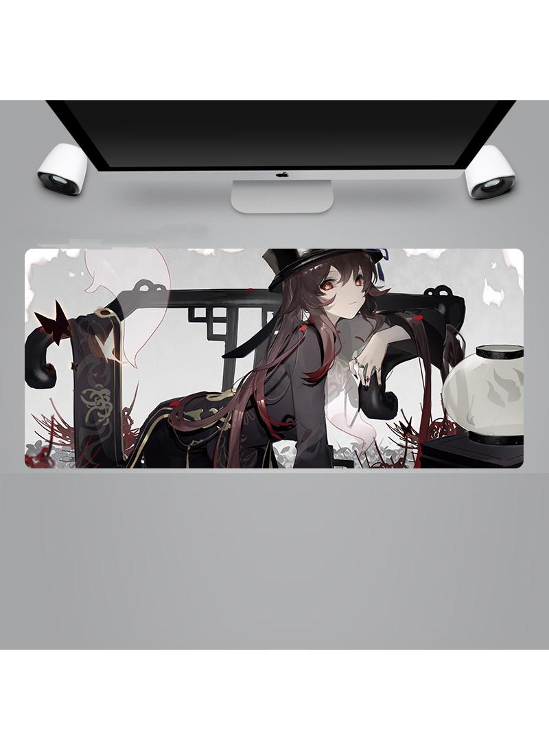 Genshin Anime Gaming Mouse Pad Extended Large Mat Desk Pad Stitched Edges Mousepad Long Mouse Pad And Non-Slip Rubber Base Mice Pad 900X400X4mm