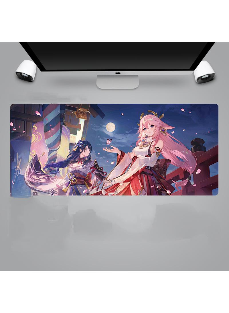 Genshin Anime Gaming Mouse Pad Extended Large Mat Desk Pad Stitched Edges Mousepad Long Mouse Pad And Non-Slip Rubber Base Mice Pad 900X400X4mm