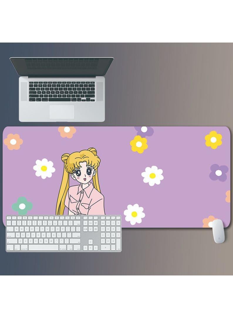 Sailor Moon Gift For Girls Gaming Mouse Pad Extended Large Mat Desk Pad Stitched Edges Mousepad Long Mouse Pad And Non-Slip Rubber Base Mice Pad 800X300X5mm