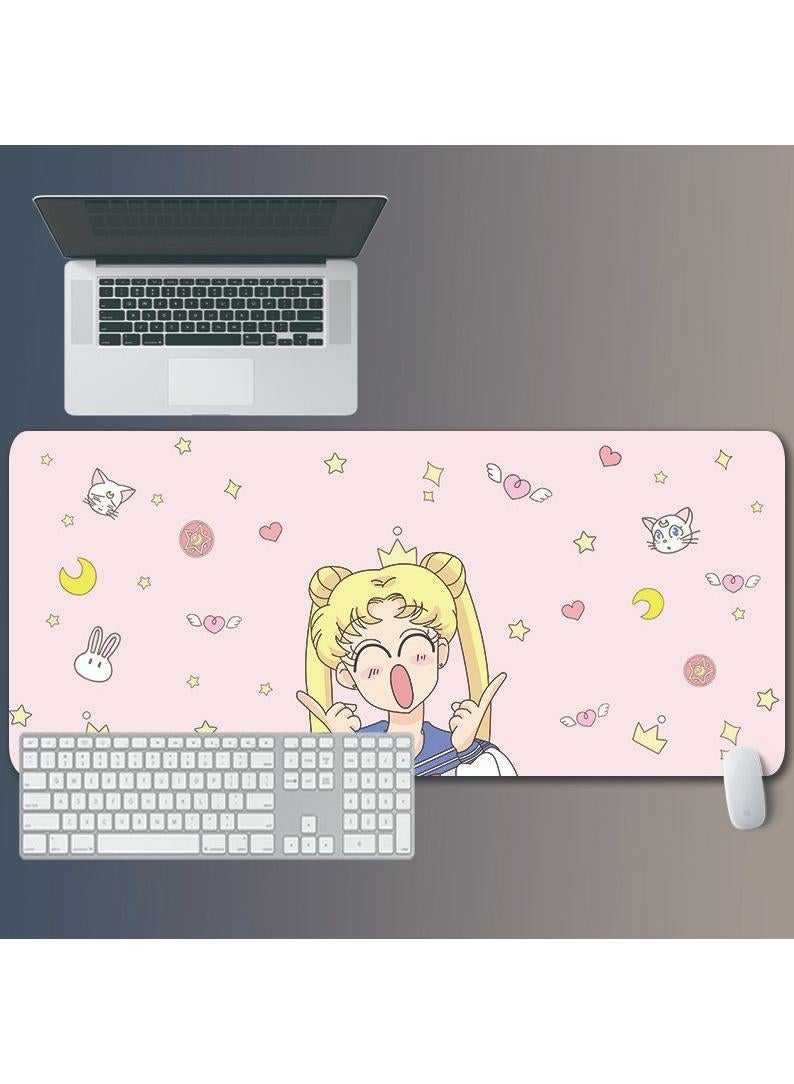 Sailor Moon Gift For Girls Gaming Mouse Pad Extended Large Mat Desk Pad Stitched Edges Mousepad Long Mouse Pad And Non-Slip Rubber Base Mice Pad 800X300X5mm