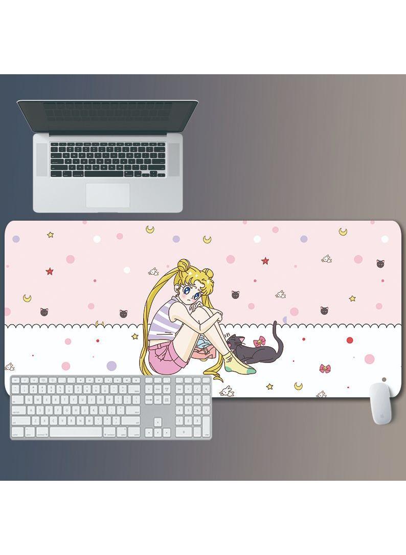 Sailor Moon Gift For Girls Gaming Mouse Pad Extended Large Mat Desk Pad Stitched Edges Mousepad Long Mouse Pad And Non-Slip Rubber Base Mice Pad 800X300X5mm