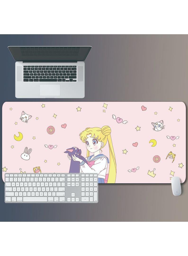 Sailor Moon Gift For Girls Gaming Mouse Pad Extended Large Mat Desk Pad Stitched Edges Mousepad Long Mouse Pad And Non-Slip Rubber Base Mice Pad 800X300X5mm