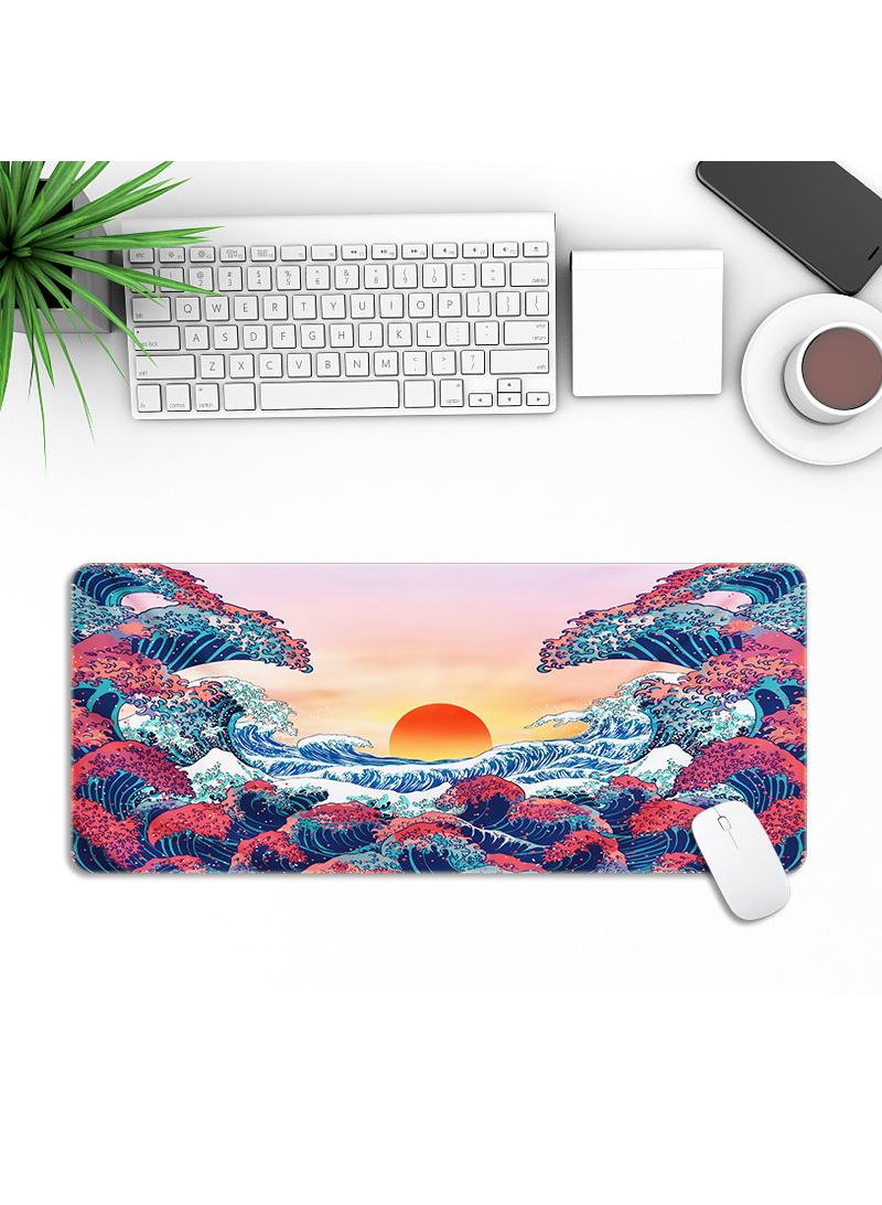 Chinese Style Pattern For Esports Games Gaming Mouse Pad Extended Large Mat Desk Pad Stitched Edges Mousepad Long Mouse Pad And Non-Slip Rubber Base Mice Pad 900X400X4mm