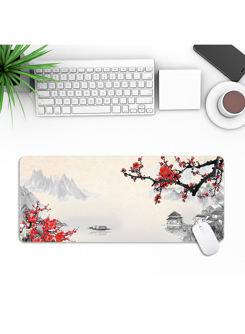 Chinese Style Pattern For Esports Games Gaming Mouse Pad Extended Large Mat Desk Pad Stitched Edges Mousepad Long Mouse Pad And Non-Slip Rubber Base Mice Pad 900X400X4mm