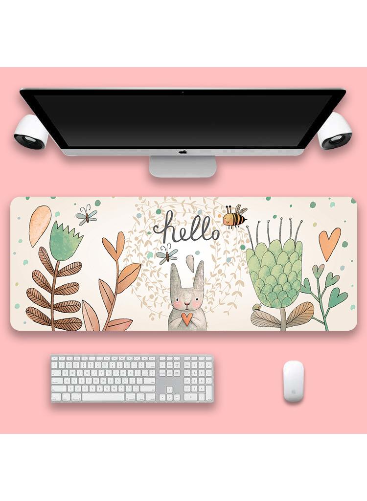 30*80*0.2cm Office Computer Keyboard Pink Cartoon Plant Mouse Pad