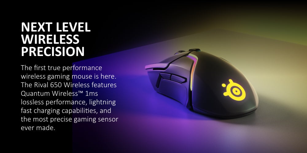 Rival 650 - Quantum Wireless Gaming Mouse - Rapid Charging Battery - Low 0.05 Lift-Off Distance - 256 Weight Configurations