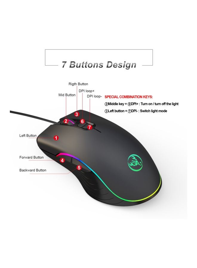 A867 Wired Optical Gaming Mouse Black