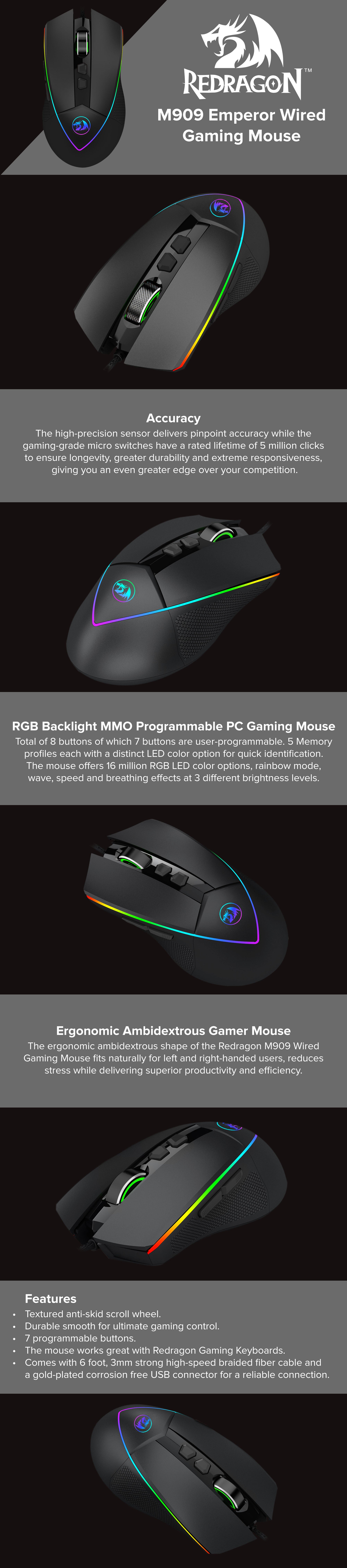 Emperor Wired Gaming Mouse Black