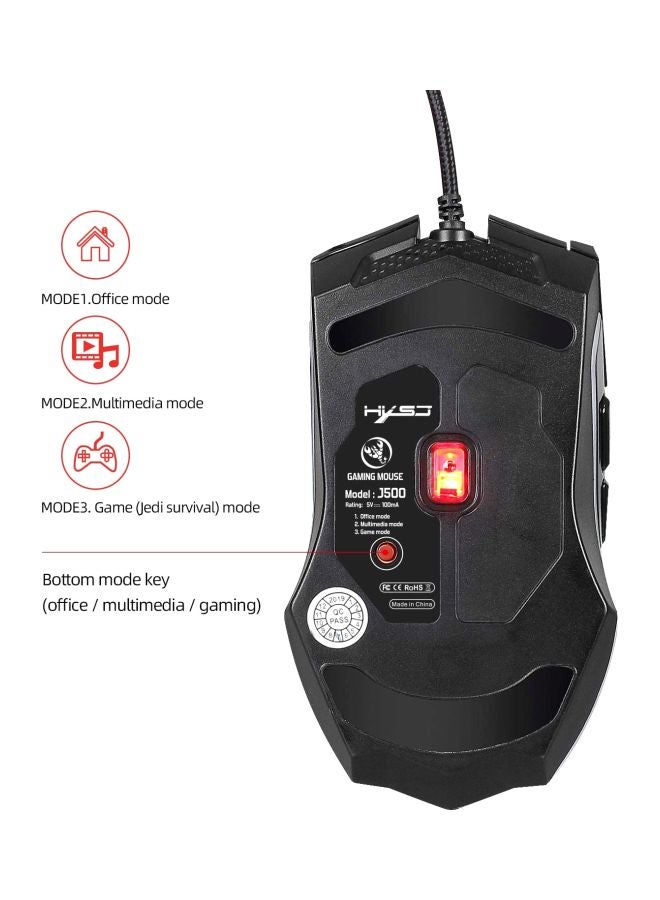 Wired Macro Programming Gaming Mouse Black